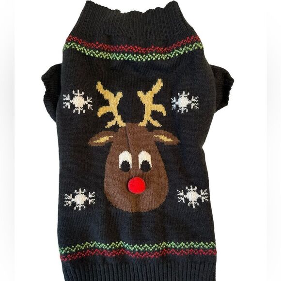 Festive knitted Reindeer Dog sweater size Small - Picture 1 of 6